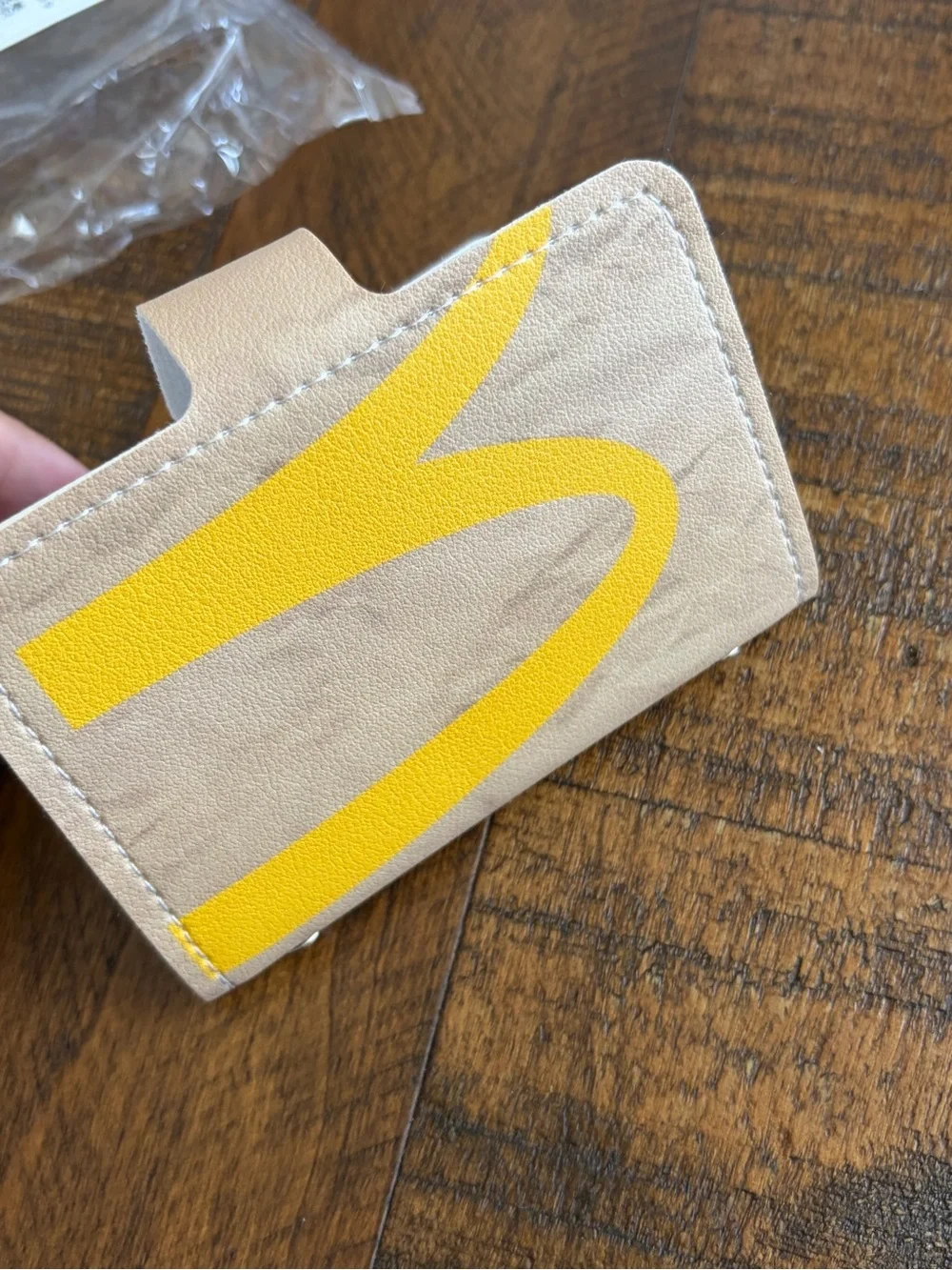 Beige & Yellow Snap Wallet Card Holder